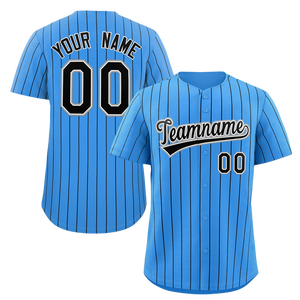 Großhandel Trikots Blue Stripes Style Special Button Sport bekleidung Custom ized Team Name Logo Unisex Custom Stitched Baseball Jersey - Product Image 5