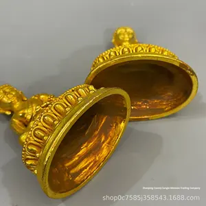 Statua di <span class=keywords><strong>Buddha</strong></span> Dorata - Figurina Buddista Dorata per Meditazione con Base a Loto, Decorazione Religiosa per la Casa e Ornamento da Collezione Spirituale - Product Image 3