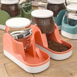 Comedero automático para mascotas con dispensador de agua para gatos y perros, diseño moderno de plástico, color sólido, forma redonda, no requiere energía - Product Image 1