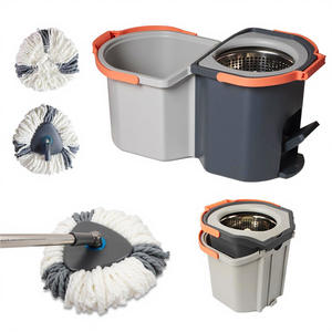 Serpillère en microfibre mains libres rotative détachable avec seau, serpillère autonettoyante, ensemble de serpillères plates avec pédale en métal - Product Image 5