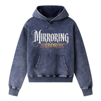 Sweat à capuche unisexe en denim délavé style gothique avec imprimé graphique, 100% coton, texte doré, coupe oversize, streetwear tendance, pull XL