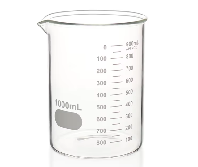 LABTEX Glass Beaker Laboratory High Borosilicate Glass 3.3 Cup with Printed Scale Pyrex Glass Beaker Measuring Cup