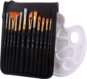 Ensemble de pinceaux <span class=keywords><strong>aquarelle</strong></span> 12 pièces Pinceaux de peinture d'artiste de qualité supérieure pour adultes débutants et professionnels-Matériau pour cheveux en nylon - Product Image 1