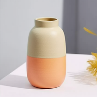 Vase à plantes en céramique cylindrique segmenté de couleur dégradée bohème-Décor artistique pour vase de table d'espaces élégants