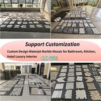 Mosaïque en pierre naturelle HZX, marbre Rosa Norvegia, cristal blanc, incrustation en laiton, mosaïque en marbre découpée au jet d'eau, design de carreaux pour murs et sols
