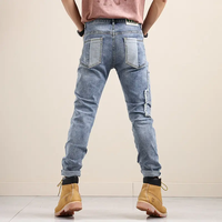 Pantalon en jean moulant élastique pour homme, pantalon bleu déchiré à la mode, grande taille, offre spéciale