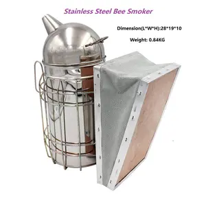 Fumador de abelha de aço inoxidável, venda quente, equipamento de apicultura com escudo