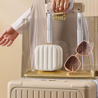 Boîte à bijoux portable mini, boîte de rangement réglable pour bijoux avec miroir amovible et plateau pour boucles d'oreilles, pour bagues, boucles d'oreilles et voyages