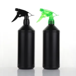 spray bottle 1liter Suppliers-Hot sale 1L Plastic Empty Cleaner Durable Detergent Matte black 1000ml HDPE Trigger Spray Bottle With Plastic Trigger Sprayer