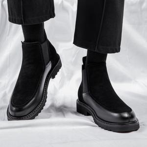 Bottes pour hommes à la mode hiver à semelles épaisses <span class=keywords><strong>Chelsea</strong></span> bottes pour hommes avec polaire haut chaud bottes pour hommes polyvalent - Product Image 4
