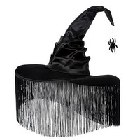 Chapeaux de sorcière et de sorcier plissés personnalisés Beckon pour Halloween, en tissu Oxford noir, accessoires de maquillage pour fête