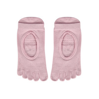 Nouveau Chaussettes de yoga personnalisées à cinq doigts avec bout fendu Chaussettes de fitness à poignée au sol Chaussettes de danse antidérapantes Pilates Chaussettes à dos ouvert