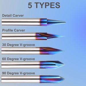 Hqmaster 5 cái Bộ định tuyến khắc gỗ <span class=keywords><strong>CNC</strong></span> Bộ 1/4 ''chân 15 ° chi tiết khắc lót 20 ° hồ sơ 90 ° V rãnh Bộ định tuyến <span class=keywords><strong>bit</strong></span> ODM - Product Image 3