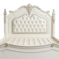 Ensemble de lit ivoire français 3 pièces avec cadre capitonné diamanté doré argenté et 2 tables de chevet, tailles Queen, King, Cal King pour hôtel