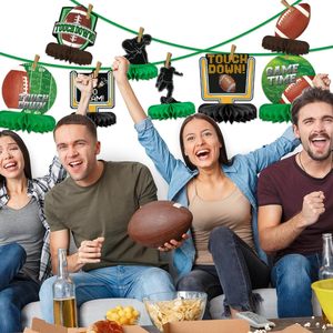 Nouveaux ornements en nid d'abeille sur le thème du football américain, décoration de fête sportive américaine, vaisselle pour fournitures de fête - Product Image 6
