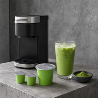 Capsules de thé vert matcha caramel sans sucre ajouté, capsules de latte au thé vert onctueux, portions individuelles, stock en gros