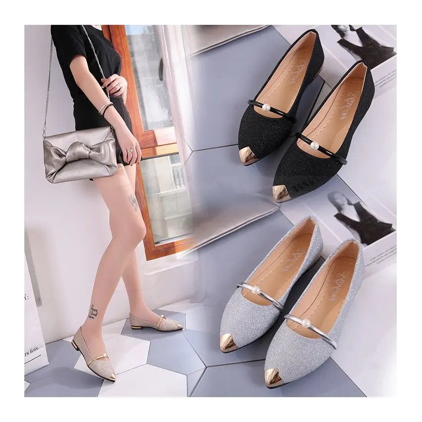 Wholesale women's casual shoes office ladies Elegant ballet flats shoes sneakers flat shoes D0455