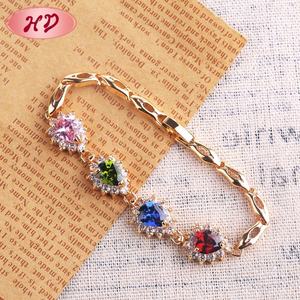 Наименование бренда, Модный высококачественный позолоченный медный циркониевый браслет с драгоценными камнями 18 карат, ювелирные изделия - Product Image 5