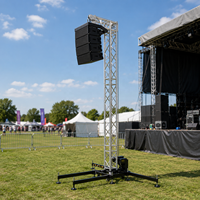 Torre de armazón de grado industrial para sistemas line array, torre de montaje con base estable antivuelco para grandes espacios