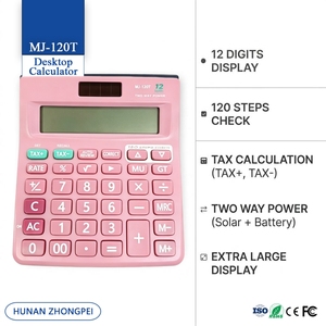 Calculadora de Escritorio MJ-120T Rosa SKD PCB de 12 Dígitos, Doble Alimentación Solar y Batería, Función de Verificación de Impuestos de 150 Pasos, Coma de 3 Dígitos - Product Image 4