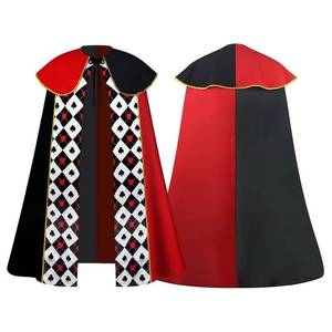 Cape de cosplay sur le thème du poker pour Halloween, motif losanges noirs avec imprimés cœurs et piques, idéale pour les costumes de fête Comic Con - Product Image 5