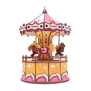 TS DIY 3D Wooden Puzzle Carousel 8+ Years Kids Adults DIY Hand Craft Gift Wooden Puzzles For Kids
