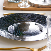 Assiette décorative en verre rose de luxe, colorée pour la décoration de la maison, l'affichage sur table, les mariages, les fêtes et les cadeaux de vacances