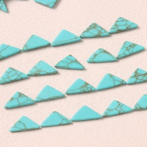 8x8x12mm triangolo doppio piano con fondo piatto turchese <span class=keywords><strong>perline</strong></span> piatte pietra anello creazione collana gioielli braccialetto orecchino - Product Image 2