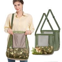 Sac de cueillette de champignons pliable en maille pour l'extérieur, sac de récolte à bandoulière pour la randonnée et le camping