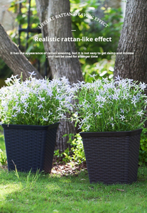 Pot de fleurs décoratif en rotin pour balcon extérieur P129, pot en plastique moulé par injection pour plantes - Product Image 6