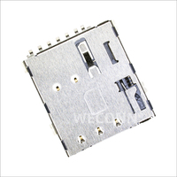 WECONN WL-SIM137-172 6PIN+1 H=1.37mm Connecteur de carte Nano SIM SMT Push-Push avec interrupteur de détection, personnalisable, type SFP