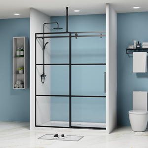 LE LUXE MODERNE RENCONTRE LA FONCTIONNALITÉ: ÉCRAN <span class=keywords><strong>DE</strong></span> <span class=keywords><strong>DOUCHE</strong></span> KD À CADRE NOIR AVEC ACCENTS EN LAITON - Product Image 5