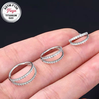 Anneau de piercing pour le nez en titane ASTM F136 poli miroir, clicker de septum G23, hypoallergénique, pour l'oreille, Daith, Helix, bijoux de corps