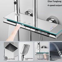 Ensemble de douche mural thermostatique en laiton pressurisé à 4 fonctions avec affichage numérique et touches piano, idéal pour la vente en gros