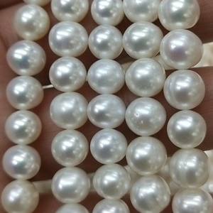 Collier de perles d'eau douce rondes de 8-9 mm en gros, semi-finies avec de légères imperfections, forme de pomme de terre, couleur, perles en vrac - Product Image 2