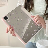 Nouvelle coque à motif floral rose miroir pour iPad 2022 11 pouces, support pliable à trois volets pour iPad Air4 Air5