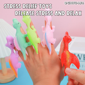 Marioneta de mano de dinosaurio de goma suave grande al por mayor 2025 Best Fidget Cute Animals Funny Catapult Toy Anti Stress Toy para niños - Product Image 3