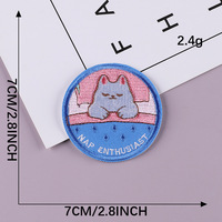 Patch en tissu thermocollant brodé à la machine, forme ronde mignonne, dessin animé, pour vêtements, chapeaux et sacs, décoration DIY