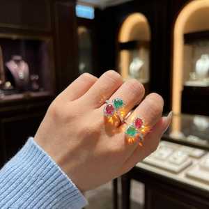 แหวนทองคำแท้ 18K Xinfly รุ่น Toi et Moi รูปหัวใจ ประดับมรกต แดงสปิเนล และเพชรคู่ - Product Image 4
