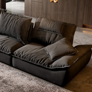 Sofá de Tela Esmerilada en Forma de L con Respaldo Ajustable, Asiento Profundo, Estilo Italiano Minimalista para Sala de Estar - Product Image 3