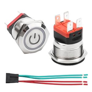 Nhà Máy Tốt Nhất Bán 22Mm Đầu Phẳng Biểu Tượng Điện 20A Đẩy Nút Chuyển Đổi 4Pin Đẩy Không Thấm Nước Nút - Product Image 2