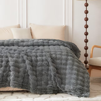 Couverture polaire ultra douce et moelleuse en microfibre épaisse à bulles, idéale pour l'hiver