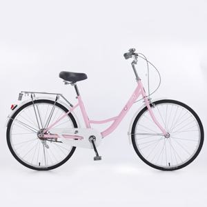 Vélo de ville pour femme en acier à haute teneur en carbone, vintage, 24/<span class=keywords><strong>26</strong></span> pouces, pneus durables, vitesse unique, frein à étrier latéral, vélo classique pour femme - Product Image 1