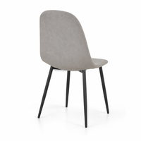 Chaise de salle à manger moderne en lin avec dossier incurvé et pieds en métal noir - Chaise d'appoint respirante et ergonomique pour la maison, le café ou le bureau