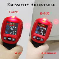 HABOTEST HT650A termometer dapur inframerah Digital, termometer dapur non-kontak Laser merah IP55 bahan ABS ODM/OEM memasak makanan Pizza baterai