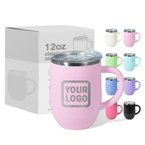 Bicchiere da Vino Isolato a Doppia Parete 12oz con Manico e Logo Personalizzato, <span class=keywords><strong>Bicchieri</strong></span> in Acciaio Inox, Tazza da Caffè Leggera <span class=keywords><strong>per</strong></span> Ufficio - Product Image 1