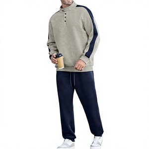 Ensemble de survêtement homme marron chocolat : sweat à capuche et pantalon de jogging à revers, en molleton décontracté, idéal pour l'hiver et la gym (deux pièces) - Product Image 1