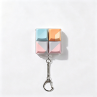 Porte-clés sonore personnalisé en acrylique transparent, motifs ange, animal, fruit, avec capuchon de clavier fidget, clicker et LED, jouet anti-stress