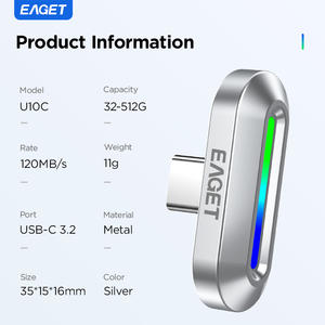 EAGET U10C <span class=keywords><strong>Memoria</strong></span> USB, Unidad <span class=keywords><strong>Flash</strong></span> USB-C 3.2 con Indicadores LED, Unidad <span class=keywords><strong>Flash</strong></span> Metálica de 120 MB/S, Unidad <span class=keywords><strong>Flash</strong></span> USB, Pendrive - Product Image 4