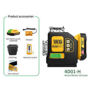 Deglaser ระดับเลเซอร์สูงสุด12V เลเซอร์เส้นสีเขียวเลเซอร์12เส้น3D ระดับมืออาชีพ360องศาพร้อมแบตเตอรี่ Li-ion แบบชาร์จไฟได้ - Product Image 6